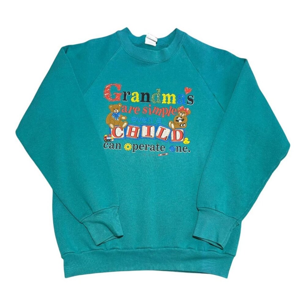 Vintage 80s 90s Grandkid Grandma Comedy Quote Crewneck Sweatshirt Women Medium